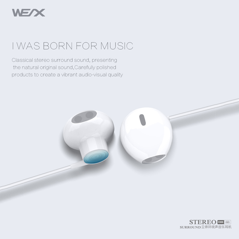 WEX 305 Traditionele oortelefoons, Wired Earphones, Wired Headbons, ear Buds